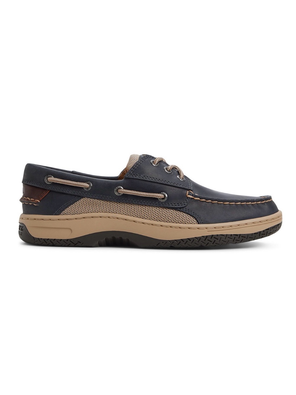Sperry billfish 3 eye Navy and Tan Leather Mesh Boat Shoe new